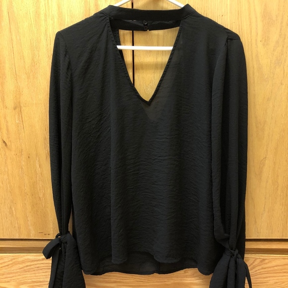 Lush Tops - Lush Gigi Collar Long Sleeve Tie Sleeve Blouse